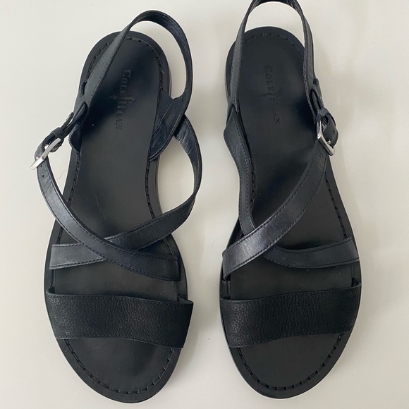 Cole Haan Black Leather Sandles - Picture 2 of 5